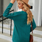 Full Size Decorative Button V-Neck Long Sleeve T-Shirt
