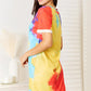 Double Take Tie-Dye V-Neck Twisted Dress