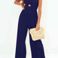 BeautifyJumpers Smocked Spaghetti Strap Wide Leg Jumpsuit
