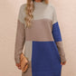 TrendSetEE Color Block Mock Neck Dropped Shoulder Sweater Dress