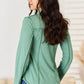 POL Emerald Green Exposed Seam Long Sleeve Knit Top