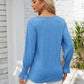 Smocked V-Neck Long Sleeve Blouse