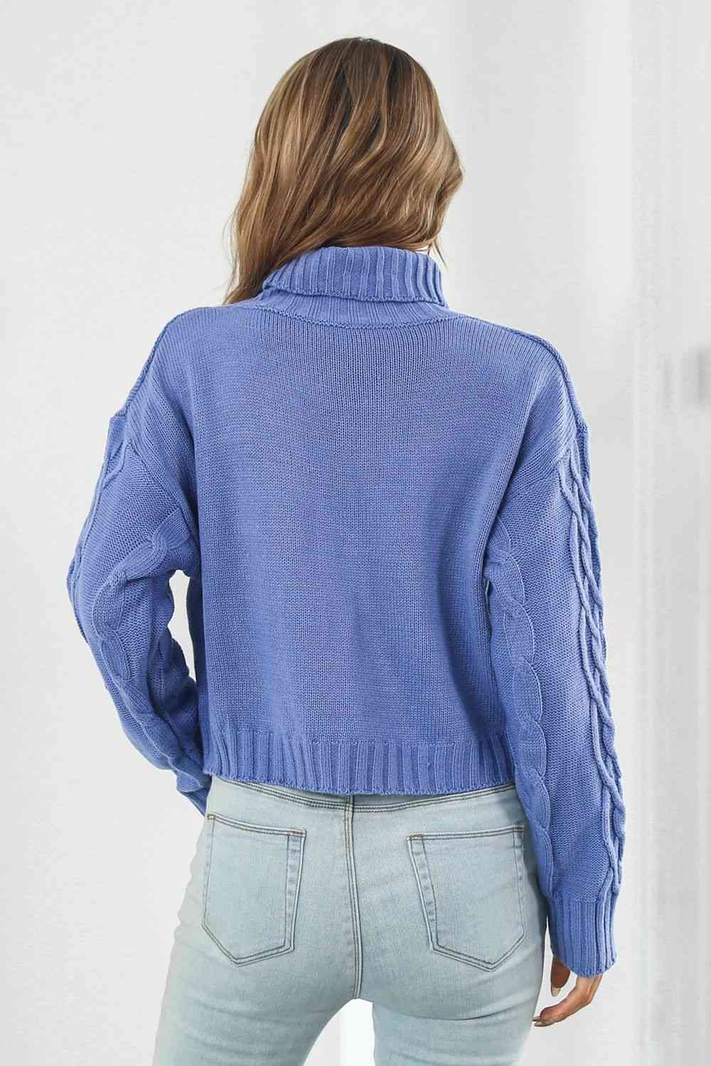 KnitwearTime Turtleneck Dropped Shoulder Sweater