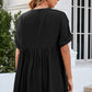 Ruched Notched Short Sleeve Blouse