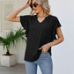 Women's JAYLEEN Full Size Notched Neck Flutter Sleeve Tee