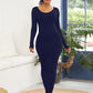 Round Neck Long Sleeve Maxi Wrap Dress