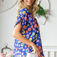 First Love Printed V-Neck Short Sleeve Blouse