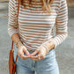 Striped Mock Neck Long Sleeve Top
