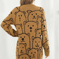 Athena Rea Bear Pattern Round Neck Sweater Dress
