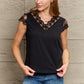 Lace Trim Cap Sleeve Blouse