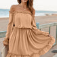 Frill Off-Shoulder Flounce Sleeve Dress