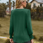 Full Size Puff Sleeve Pleated Blouse