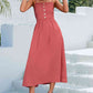 Decorative Button Spaghetti Strap Midi Dress