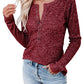 Round Neck Buttoned Long Sleeve T-Shirt