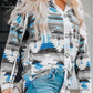 Printed Button Up Long Sleeve Shirt