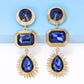Geometrical Shape Zinc Alloy Frame Glass Dangle Earrings