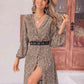 Floral Button Up V-Neck Tiered Dress