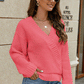 Malibu Dreams Surplice Neck Long Sleeve Sweater 🦋