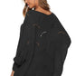 Full Size Round Neck Long Sleeve Openwork Sweater