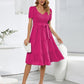 Smocked Tie Front Short Sleeve Tiered Dress