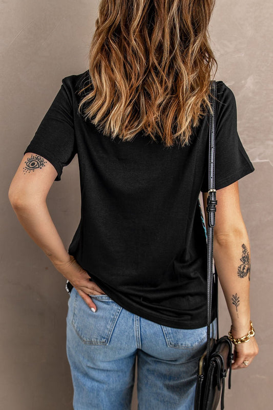 Women's Full Size Mixed Print Color Block Round Neck Tee Shirt