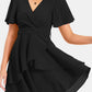 Surplice Neck Flutter Sleeve Dress