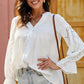 Crochet Flounce Sleeve Button Up Blouse