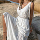 V-Neck Tie Shoulder Crochet Maxi Dress