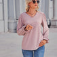Full Size Eyelet V-Neck Flounce Sleeve Blouse