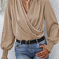 Surplice Neck Lantern Sleeve Blouse