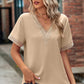 Openwork V-Neck Short Sleeve T-Shirt