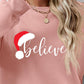 Christmas BELIEVE Graphic Long Sleeve Sweatshirt