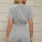 Drawstring Half Button Short Sleeve Romper
