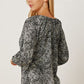 Women's Salena Printed Tie Neck Lantern Sleeve Blouse
