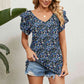 V-Neck Short Sleeve Blouse