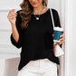 Rolled Round Neck Dropped Shoulder Slit Sweater