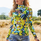 Printed Mock Neck Long Sleeve Blouse