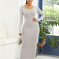 Round Neck Long Sleeve Maxi Wrap Dress