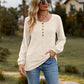 Full Size Round Neck Button-Down Long Sleeve Tee