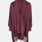 BeautifulMe Fringe Open Front Long Sleeve Poncho