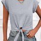 Full Size Tied Round Neck Crop Tee