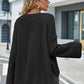 High-Low Slit Round Neck Long Sleeve Sweater