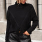 Turtle Neck Tassel Front Long Sleeve Pullover Sweater