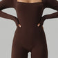Square Neck Long Sleeve Active Romper