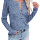 Round Neck Buttoned Long Sleeve T-Shirt