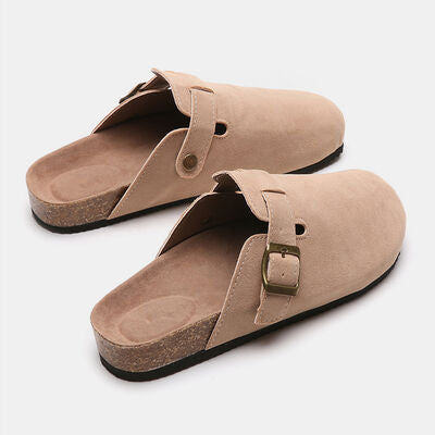 Suede Shoe Closed Toe Buckle Slides