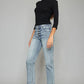 Kancan High Waist Button Fly Raw Hem Cropped Straight Jeans