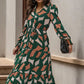 Printed Tied Pocketed Lantern Sleeve Dress