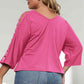 3/4 Sleeve Cutout Detail Top