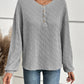 Full Size Half Button Long Sleeve Top